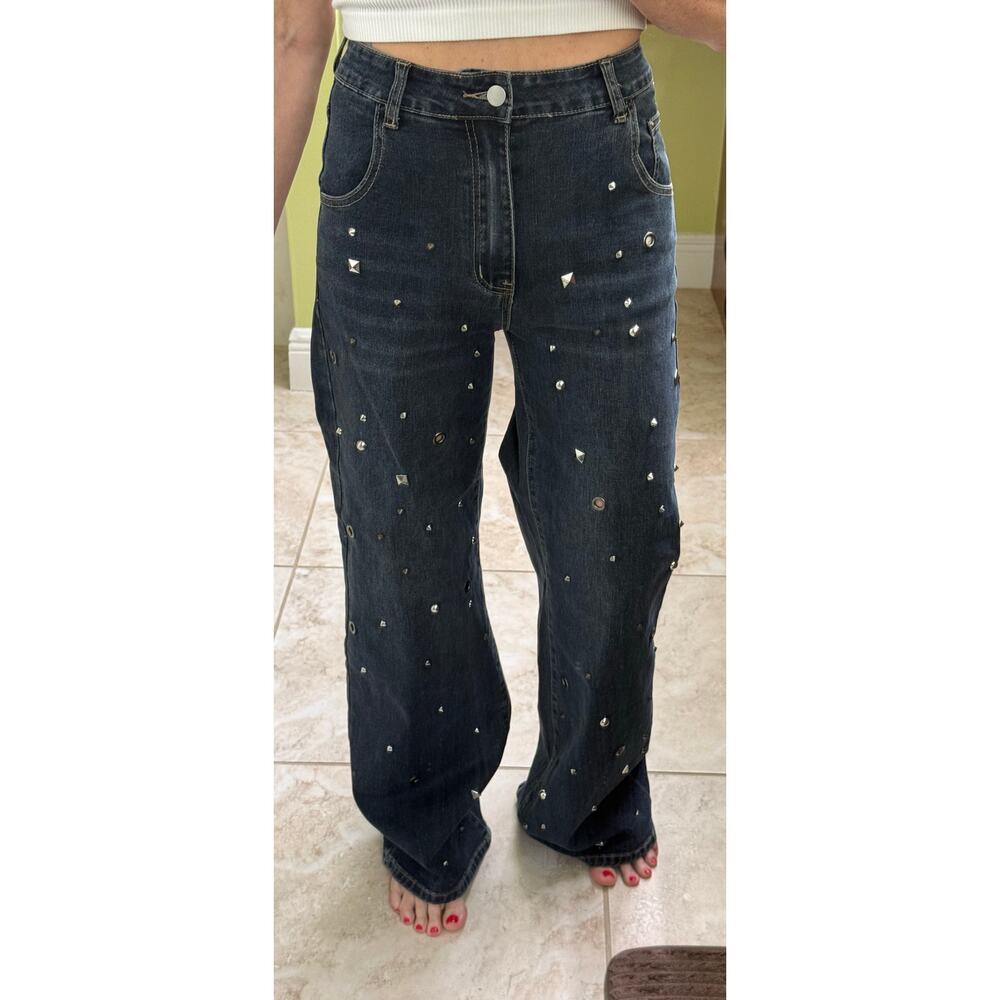 Blueb. Collection Studded Bejeweled dark denim jeans S $62 retail NWT 91606P - Picture 4 of 7